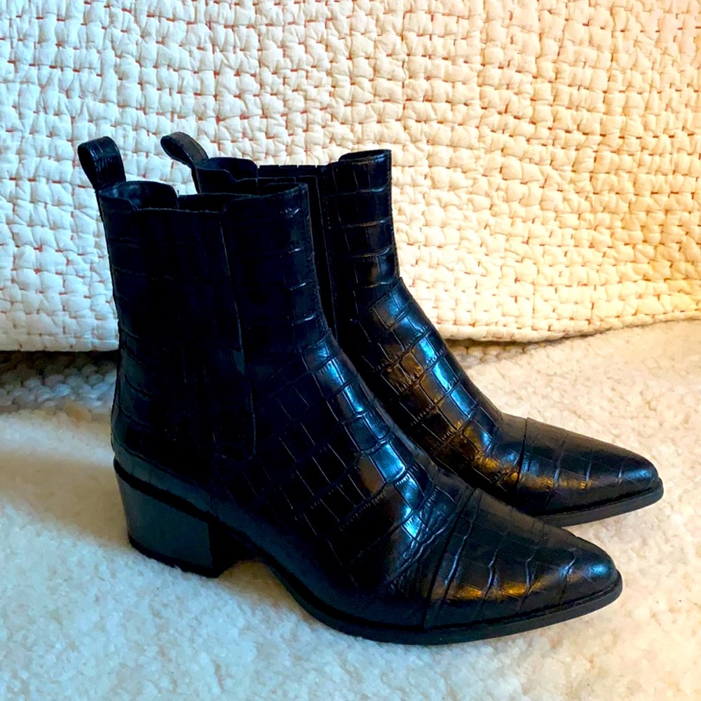 Vagabond Marja Croc Embossed Leather Bootie